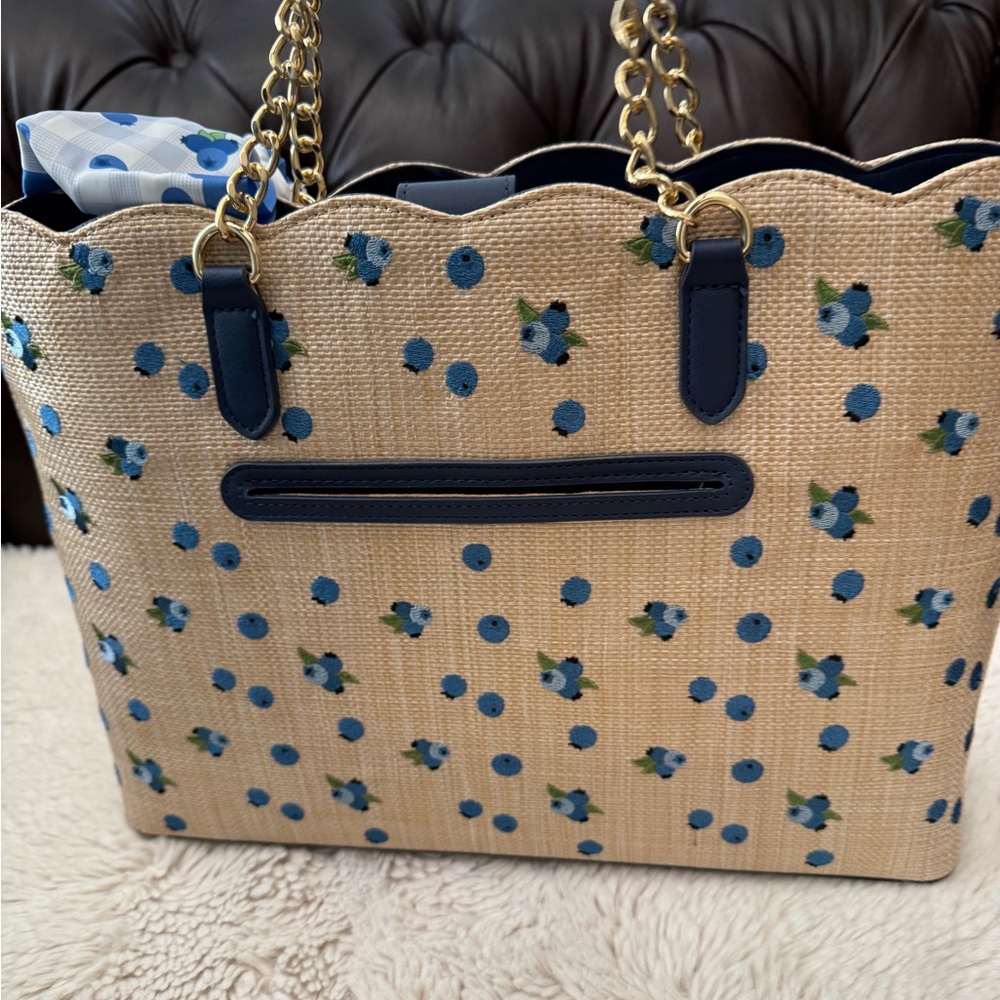 Betsey Johnson NWT Blueberry 🫐 Woven Bag with Scarf Twilley - Picture 3 of 4